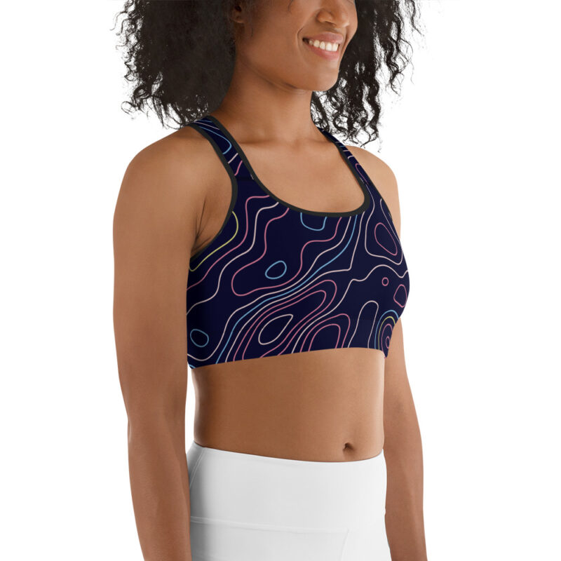 Contour Map Blue Sports bra - Image 3