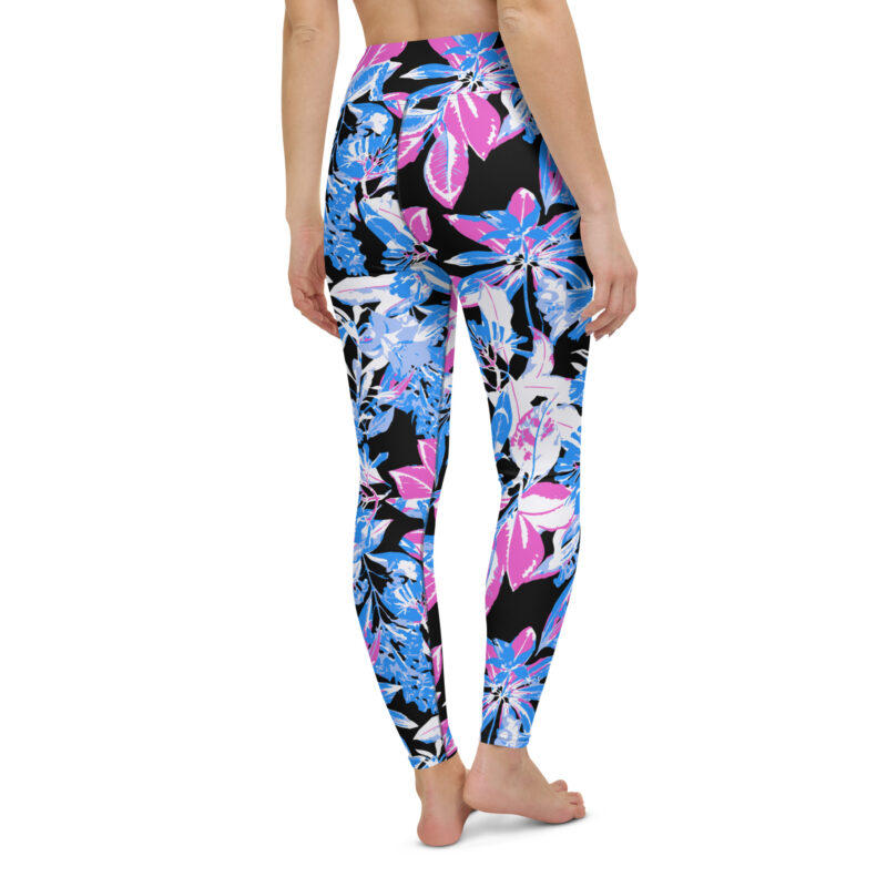 Blue Foliage Yoga Leggings - Image 4