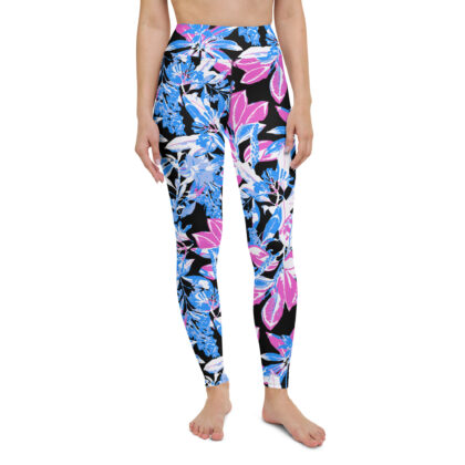 Blue Foliage Yoga Leggings