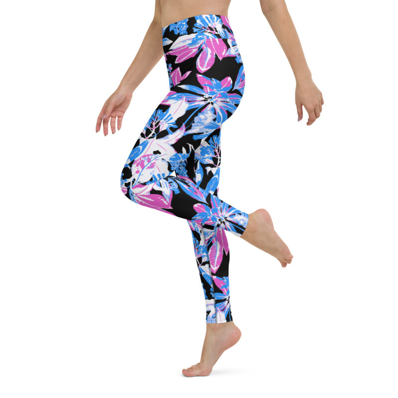 Blue Foliage Yoga Leggings - Image 6