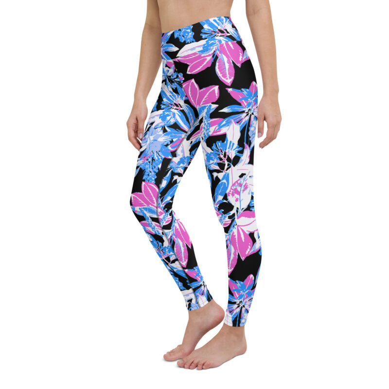 Blue Foliage Yoga Leggings - Image 5