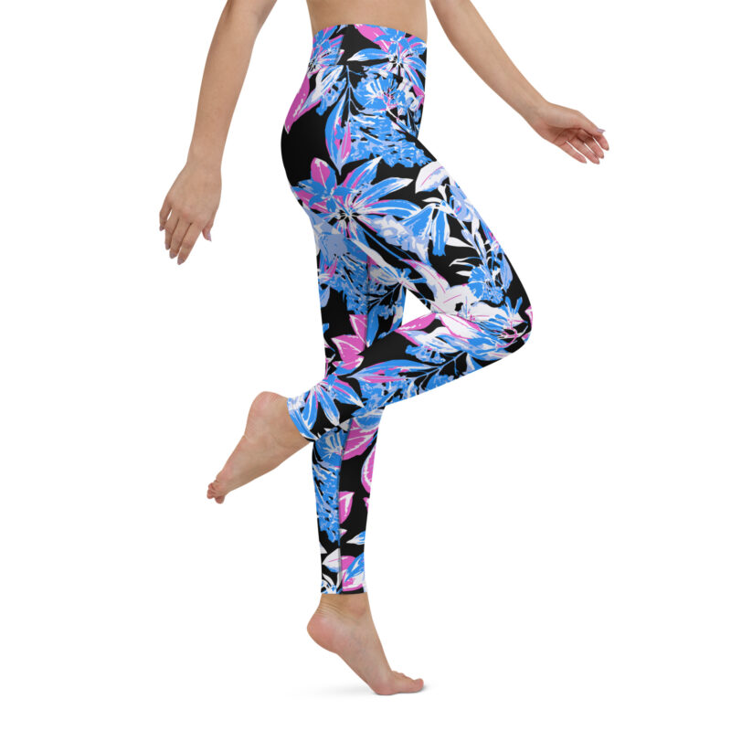 Blue Foliage Yoga Leggings - Image 3