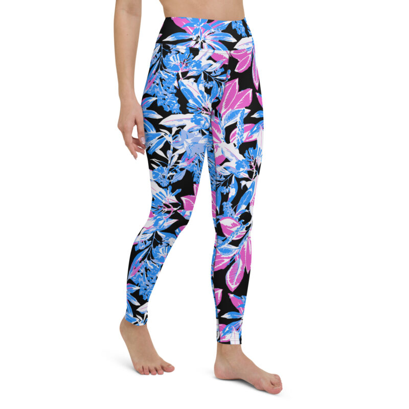 Blue Foliage Yoga Leggings - Image 2